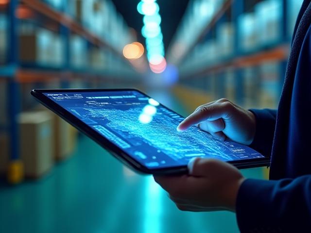 Logistics professional managing freight consolidation on a digital interface